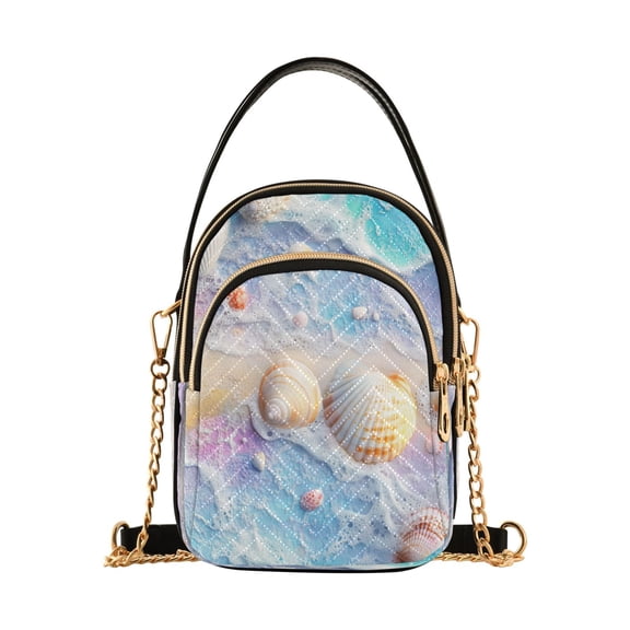 Cross Body Fashion Shoulder Waist Purse Bags Seashells on Sandy Beach Pocket Handbags