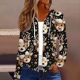 thumbnail image 2 of Women's Fashion Christmas Print Casual Zip-Up Long-Sleeve Hooded Jacket, for Outdoor Activities and Daily Use,Black,2XL, 2 of 6
