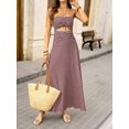 thumbnail image 4 of Womens Dusty Purple Halter Bodycon Maxi Dress Beaded Cutout Casual Summer, 4 of 6