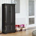 thumbnail image 4 of Costway Accent Storage Cabinet Adjustable Shelves Antique 2 Door Floor Cabinet Black, 4 of 10