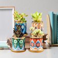 thumbnail image 6 of 4 Sets Boho Plant Pots Succulent Pot Modern Sun Ceramic Flower Planter Pot with Bamboo Tray for Indoor Plants, Aloe, Cactus, Home Office Decor(A), 6 of 6