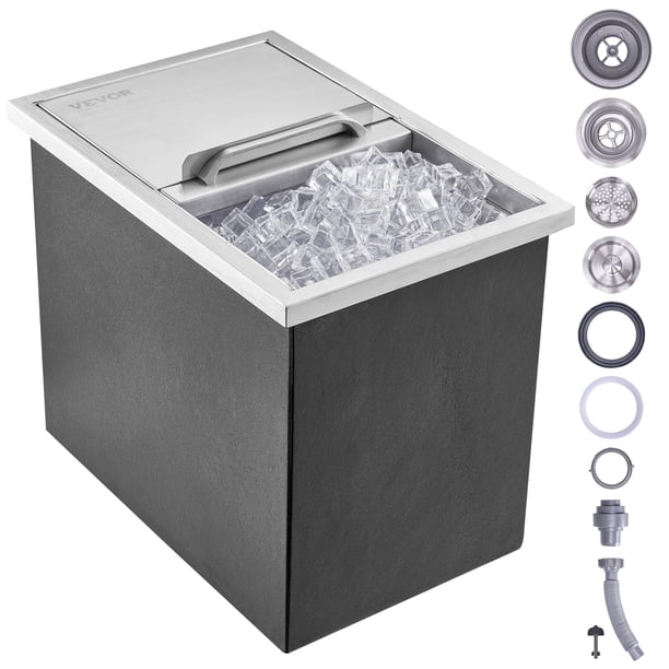 Enfriador de hielo VEVOR Drop in de acero inoxidable de 18 cm de largo x 30 de ancho x 37 cm de alto