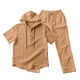thumbnail image 4 of Ceisia Men's Loose Fit Cotton-Linen Like 2-Piece Set Hooded Short Sleeve Shirt with Elastic Waist Wide Leg Pants Gifts, 4 of 9