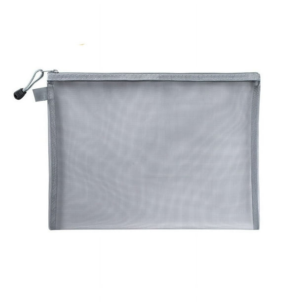 Nvzi 3 bolsas de maquillaje A6, bolsa de cosméticos, carpeta de archivos, bolsa de malla, bolsas de papel, carpetas, bolsa de almacenamiento de documentos, 8,27 x 4,53 pulgadas, gris
