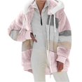 thumbnail image 2 of Sherpa Lined Jacket Women Casual Plus Size Fuzzy Fleece Jackets Zip Up Oversized Long Sleeve Warm Winter Coats With Hood Pink 2XL, 2 of 7