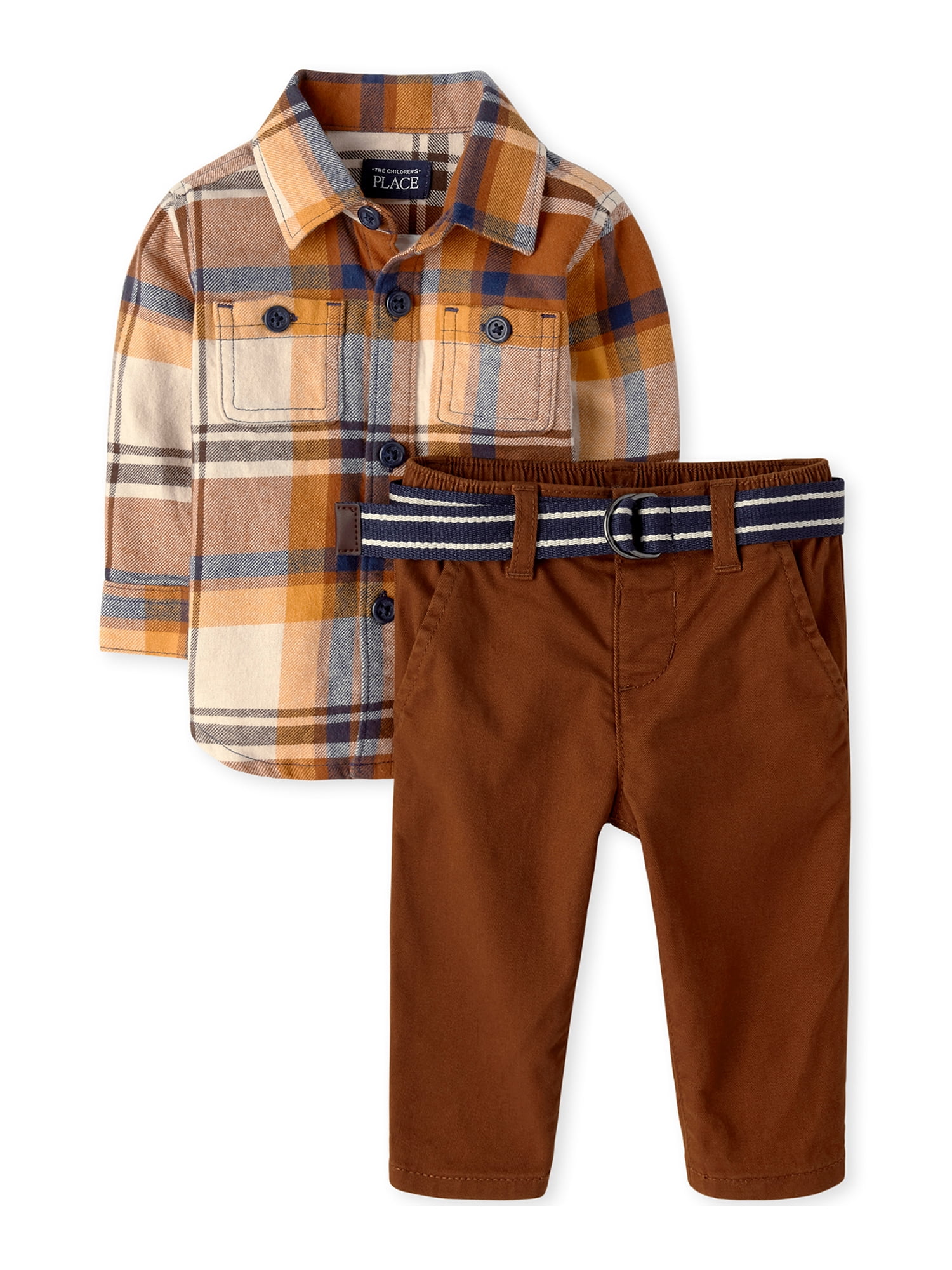 The Children's Place Baby Boy 2 PC Plaid Outfit Set, Sizes Newborn18 Months