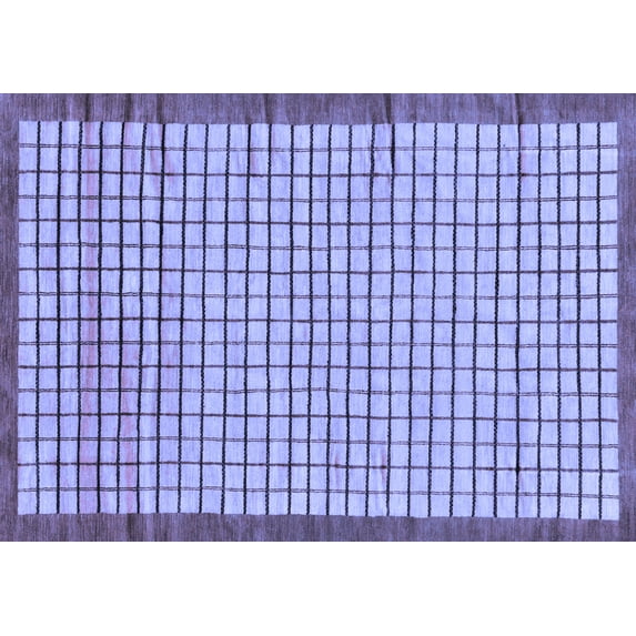 Ahgly Company Machine Washable Indoor Rectangle Checkered Blue Modern Area Rugs, 2' x 4'