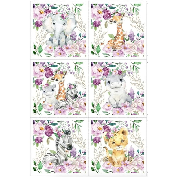Juego de paneles de tela UNIQUE Safari Violet Flowers (6 paneles)