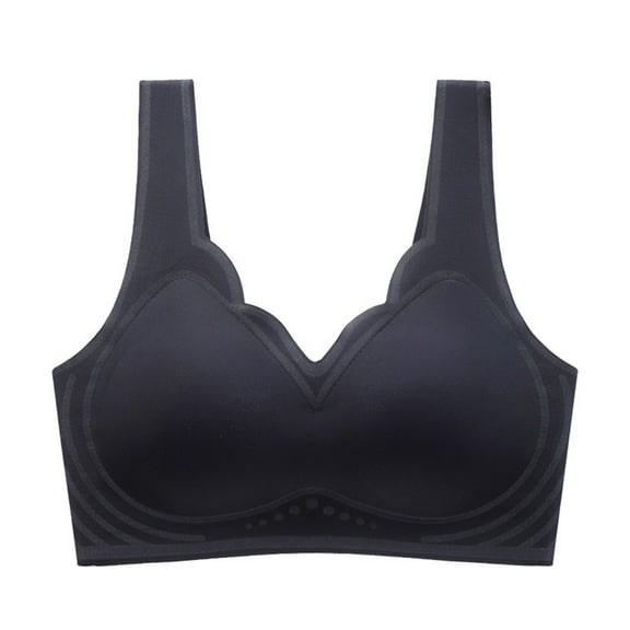 Audhol Seamless Bras for Women Seamless Small Chest Up and Lifting Bra for Side Breasts Soft and Skin Friendly Comfortable Bras for Women No Underwire Black L