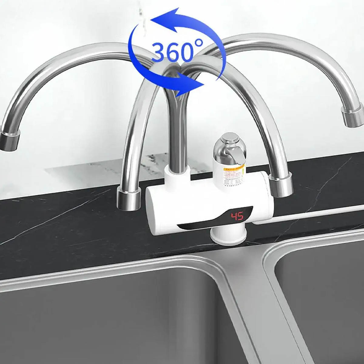 Ifcow Electric Shower Water Heater Instant Hot Water Faucet 360° Rotating Fast Heating Water Tap Tankless Water Heater with LED Display & Hose, Complete Shower Set
