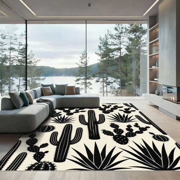 ODIKA 4' x 6' Machine Washable Non-Slip Area Rug, southwestern print High Traffic Rug, Beige, 1102535