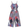thumbnail image 2 of Vedolay Girl's Summer Print Sleeveless Crew Neck Loose Jumpsuit with Belt,Gray 5-6 Years, 2 of 5