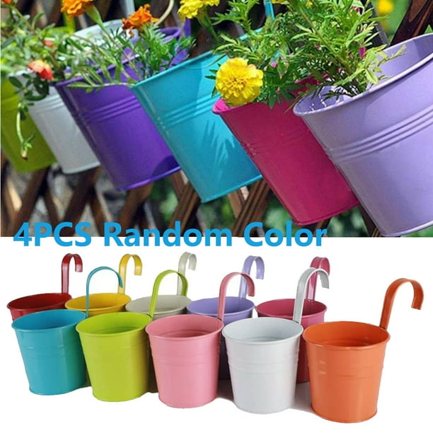 4Inch 8 PCS Hanging Flower Pots Balcony Garden Plant Planter Wall