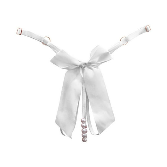 yunLCZ Women's Cotton Underwear High Waist Fashion Women Underwear Cutout Pendant Pearl Beads Butterfly G String Thong Underpants
