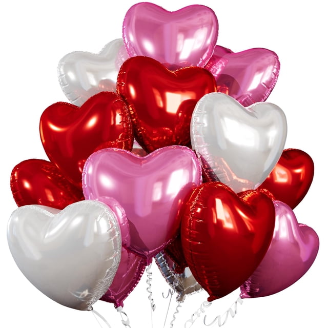Globos Villorem 15 Pzs 18" Corazón de Papel Metálico para Fiesta de San Valentín