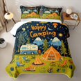 thumbnail image 2 of Erosebridal Orange Blue Camping Twin Quilt Set, Starry Night Tent Twin Coverlet Set for Men and Women, 2 Pieces, 2 of 7