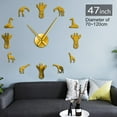 thumbnail image 3 of Large Giraffe Design 3D Acrylic DIY Wall Clock Tallest Living Terrestrial Animals Zoo Decor Mirror Effect Stickers Clock Watch(Gold,47inch), 3 of 9