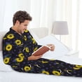 thumbnail image 6 of Susaid Sunflowers Print Men's Long Sleeve Pajama Set, Two-Piece Button-Down Loungewear PJs Set, Comfortable Sleepwear for Relaxation-X-Large, 6 of 7