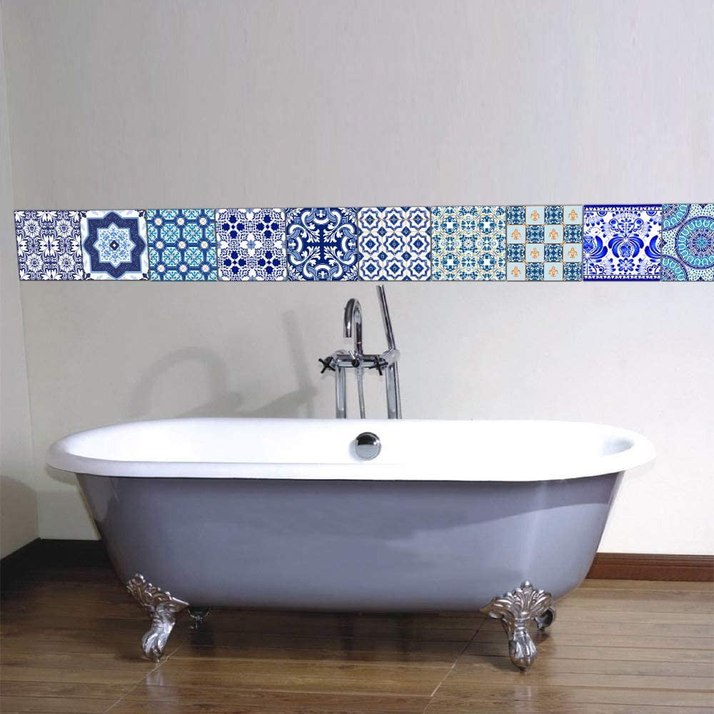 Autocollants De Carrelage à Motif Mandala Pour Dosseret De Cuisine, Salle De Bain, Buanderie, Meubles De Coiffeuse, 15,2 X 15,2 Cm, Vert