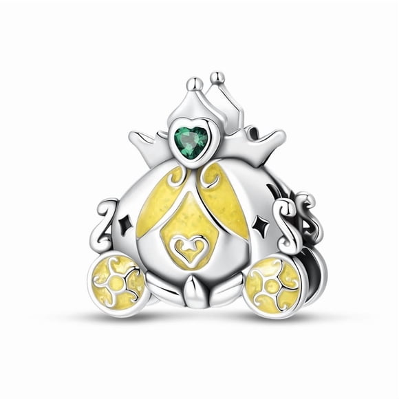 Charme Plaqué Argent de Carrosse Citrouille du Royaume des Contes de Fées