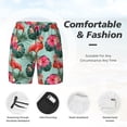 thumbnail image 3 of Yiaed Palm Leaves Flamingo Print Mens Swim Trunks Bathing Suit Compression Liner Beach Swim Shorts Swimwear Quick Dry Zipper Pocket No-Chafing Board Short-Small, 3 of 6