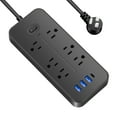 thumbnail image 3 of VIPLIVE EL-06 Surge Protector Power Strip, Extension Cord with 6 Outlets and 3 USB & 1 USB-C Ports 4 Feet Power Cord (2000W/15A) 2700 Joules ETL Listed Black, 3 of 8