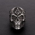 thumbnail image 7 of PikaLF Masonic Skull Rings for Men, Stainless Steel Freemason Skull Ring, Cool Vampire Skull Ring Halloween Biker, Gothic Demon Skull Head Ring, Vintage Punk Skull Jewelry Gift for Men, 7 of 7