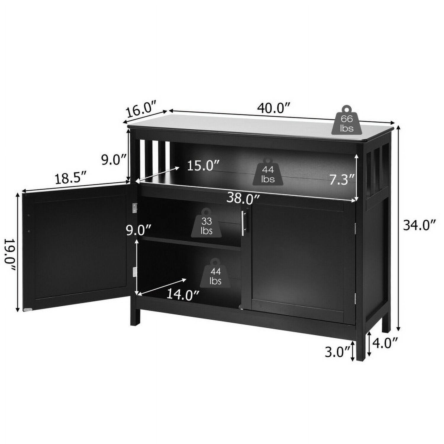 Finihen Kitchen Storage Cabinet, Buffet Sideboard, Kitchen Buffet Server Sideboard Storage Cabinet with 2 Doors and Shelf, for Dining Room, Kitchen, Living Room, Black Finihen Kitchen Storage Cabinet, Buffet Sideboard, Kitchen Buffet Server Sideboard Storage Cabinet with 2 Doors and Shelf, for Dining Room, Kitchen, Living Room, Black