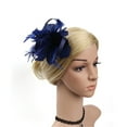 thumbnail image 3 of Baberdicy Fascinators Hats for Women Clearance！For Womens Flower Headband Cocktail Wedding Fascinators Hat Headband Hair Clips Navy, 3 of 6