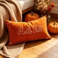 thumbnail image 2 of Hello Fall Embroidered Pillow Cover,Rectangular Fall Decorative Throw Pillowcase for Sofa Living Room Bedroom 11.8x19.7 Inch, 2 of 6