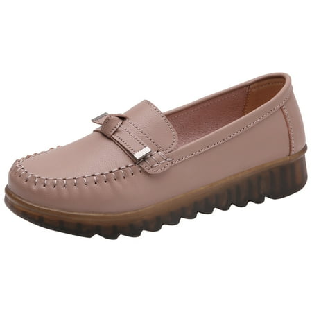 

dmqupv Women Sandals Home Flat Loafer Slip On Leather Loafer Comfortable Flat Shoes Outdoor Womens Casual Comfortable Shoes Shoes Pink 7