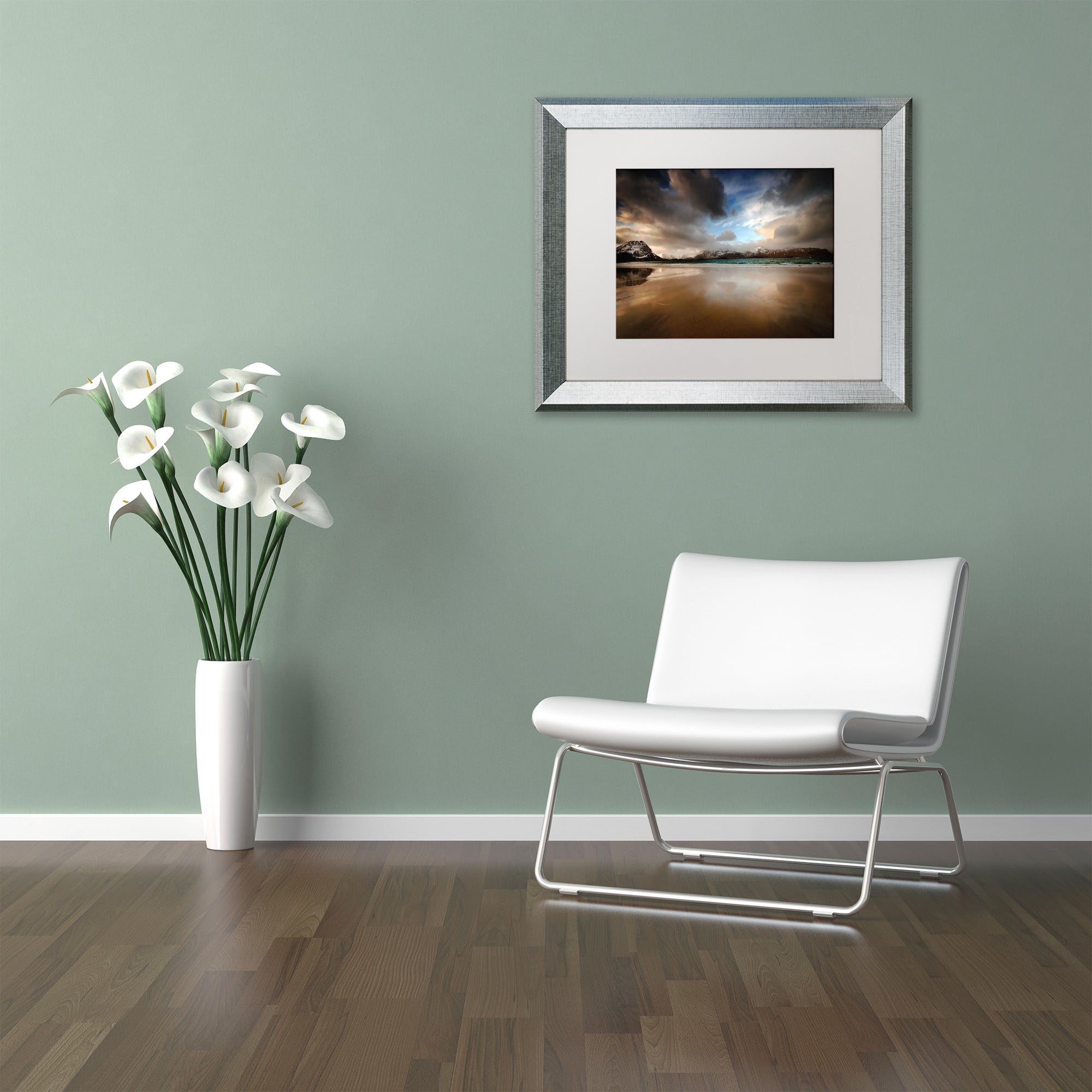 Trademark Fine Art "Ramberg Beach" Canvas Art by Philippe Sainte-Laudy, White Matte, Silver Frame