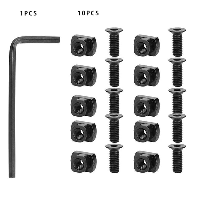 Tornillos y tuercas de riel Kit de tuercas planas firmes Mini surtido de tornillos y tapas portátiles Tornillo extraíble 10 piezas Vogacara OD000100-00B