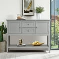 thumbnail image 3 of Patiojoy Buffet Cabinet Sideboard Wooden Console Table with 2 Storage Drawers & 2 Cabinets & Bottom Shelf Gray, 3 of 7