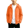 thumbnail image 3 of Boys Rain Jackets Waterproof with Hood,Solid Color Fleece Raincoats Zip Up Lightweight Windbreakers Fall Winter Coat for Kids 3-19 Years, 3 of 9