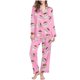 thumbnail image 1 of Puntoco Pijamas para mujer, moda informal para mujer, conjunto de pijama con solapa de manga larga y estampado navideño, conjunto de pijama informal con pantalón superior, 1 of 5