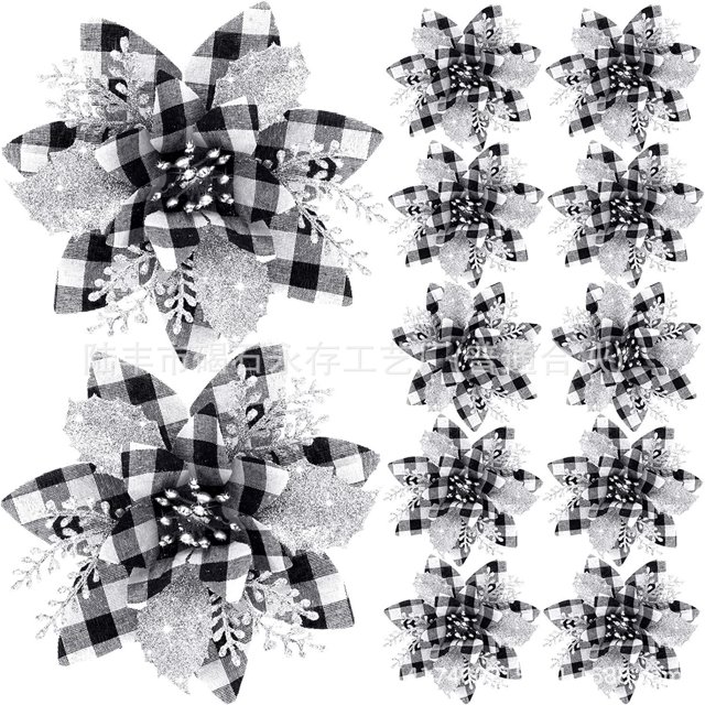 artificiales de Pascua para decoración de Navidad, adornos de árbol de Navidad para Navidad, Año Nuevo(Blanco y negro)()