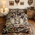 thumbnail image 2 of meiyoeat Green Rustic Camo Letter Full Size Comforter Sets for Men Boys, Wildlife Duck Print Bedding Comforter Set, Black Reversible, 3pcs, 1 Comforter and 2 Pillowcases, 2 of 6