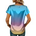 thumbnail image 6 of laqbezok Women's Ombre Blue Satin Blouse, Crew Neck Dolman Sleeve Silk-Like Top, Casual Summer Fashion T-Shirt, Elegant Evening Tee, 6 of 6