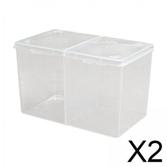 2 Botes De Almacenamiento Con Soporte Para Bolas De Algodón Para Estantes De Baño, Encimera, Baño, Transparente