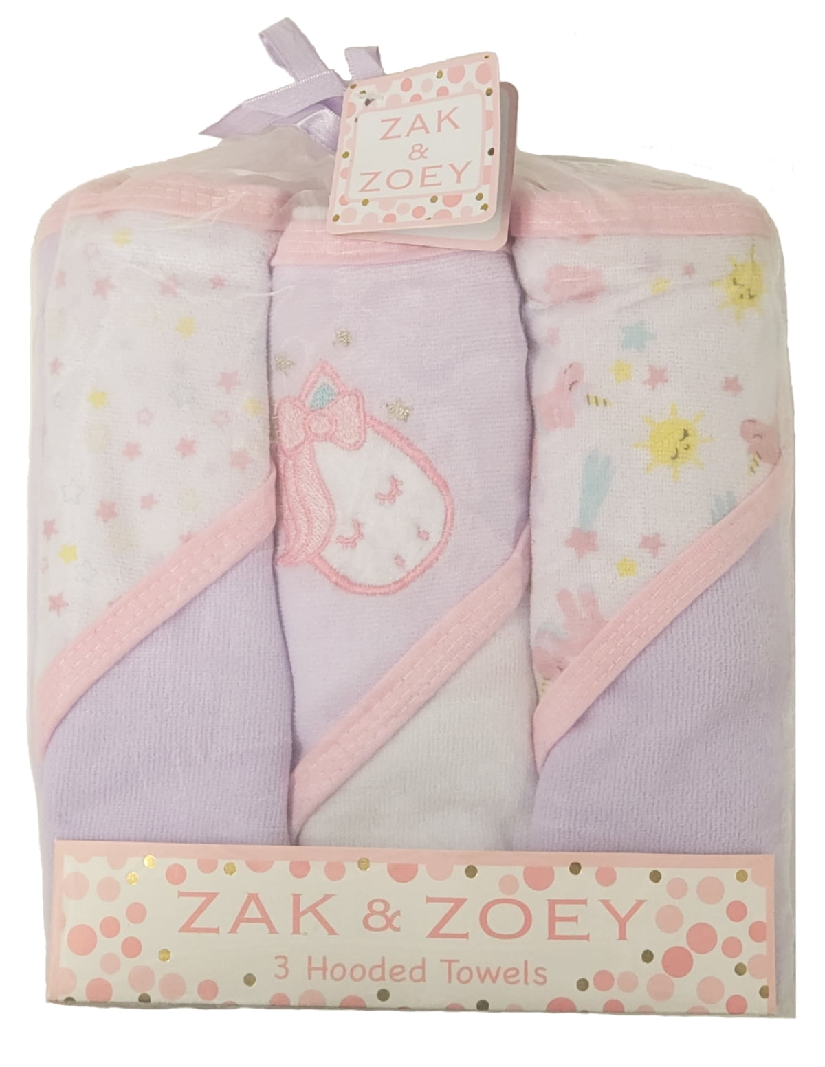 Zak & Zoey Baby Girls Hooded Towels 3pack