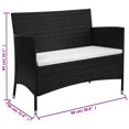 thumbnail image 4 of vidaXL 2 Piece Garden Lounge Set with Cushion Poly Rattan Black, 4 of 5