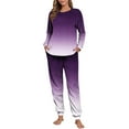 thumbnail image 5 of MGDXOX Women's Double Sided Fleece Pullover Pajama Gradient Color Long Sleeve Loungewear Comfy Thermal Warm Pajamas Outfits Multicolor S, 5 of 8