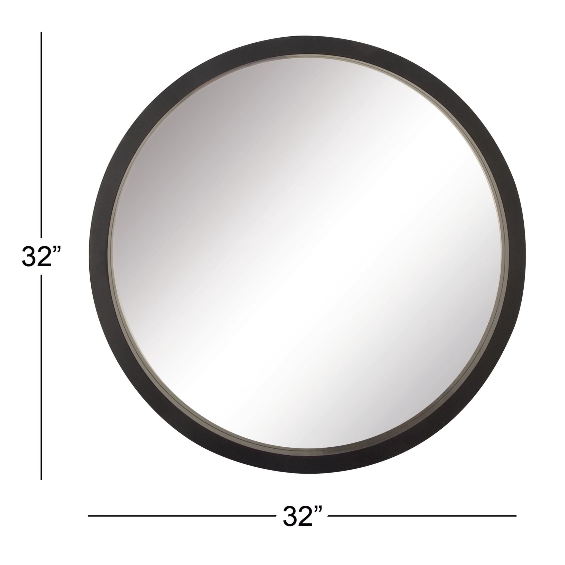 DecMode 32" x 32" Black Wall Mirror