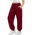 thumbnail image 3 of QATAINLAV Kids High Waisted Joggers Pants with Pockets Solid Casual Elastic Waist Workout Sweatpants Back to School Clothes Red, 3 of 9