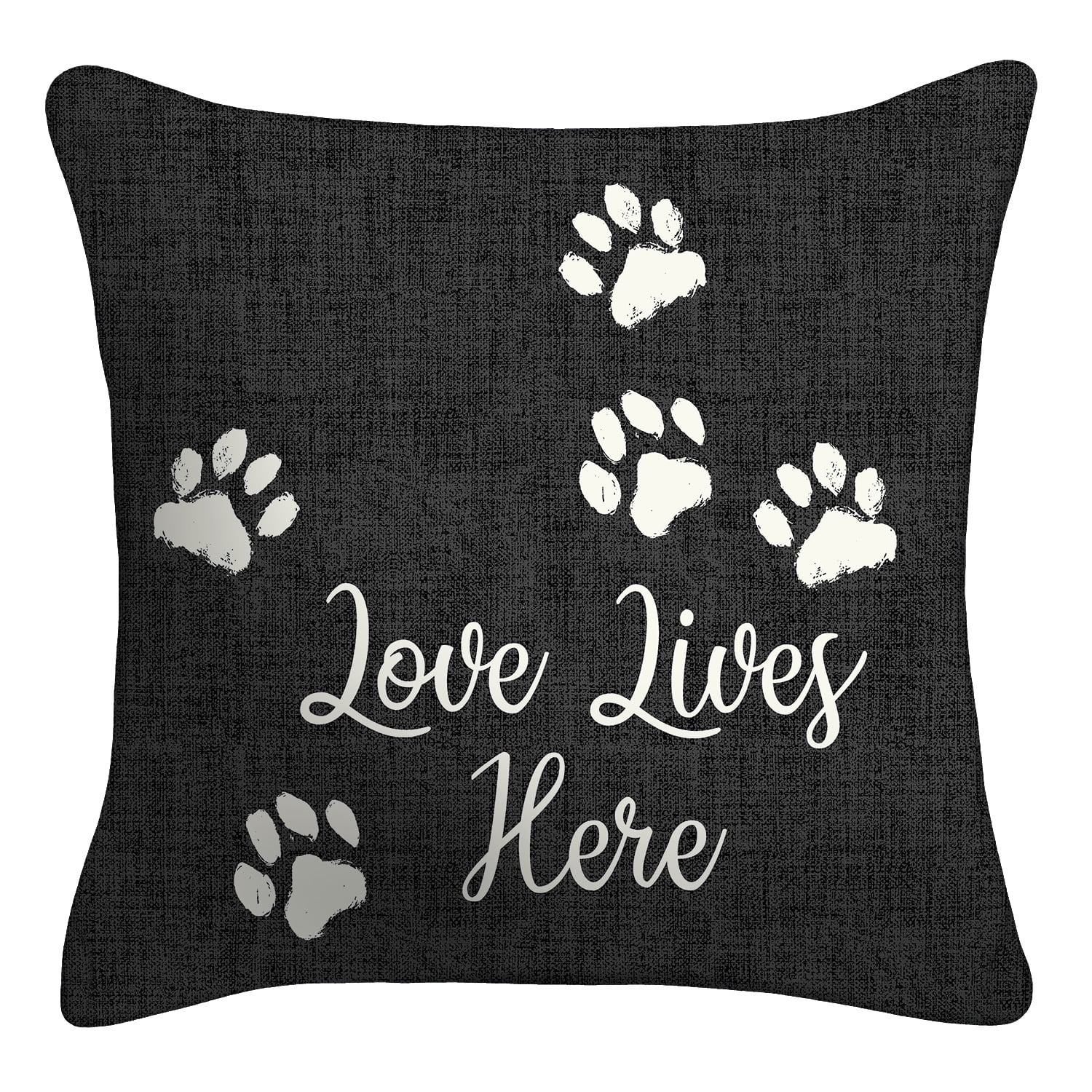 (2 pack) Mainstays 16 in x 16 in Love Lives Here Decorative Outdoor Throw Pillow, Black