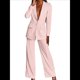 thumbnail image 2 of Trajes de Pantalón para Mujer, Elegantes, de 2 Piezas, Informales, de Negocios, con Solapa, Larga, Blazer Abierto, Conjunto de Traje. Rosa S, 2 of 9
