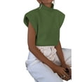thumbnail image 4 of Blotona Womens Casual Turtleneck Sleeveless Sweater Knit Vest Knitted Tank Tops Shoulder Pads Fall Winter Knitwear Shirts, 4 of 5