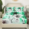 thumbnail image 3 of Erosebridal Chic Floral Bed Sheets Set Women Daisy Flower Sheet Set, Green Ombre Bed Set Gradient Oil Painting Full Sheets, Vintage Watercolor Bedding Set, 3 of 5