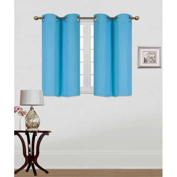 2 pieces turquoise K54 thermal panel small curtain kitchen nursery window grommet blackout size 28" wide X 54" length light blocking